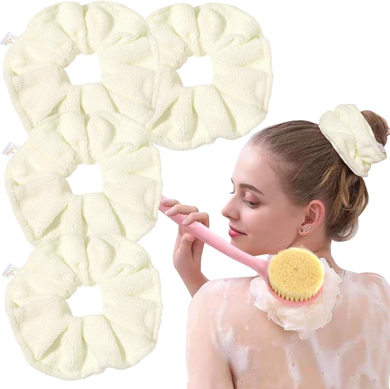 Ivyu Microfiber Hair Drying Scrunchies Towel Fiber - Buns Large Big Jumbo Scrunchie for Curl Hair for Shower Wet Anti Frizz Hair Products Absorbent Fast Terry Cloth Sleep Scrunchy for Women Girls