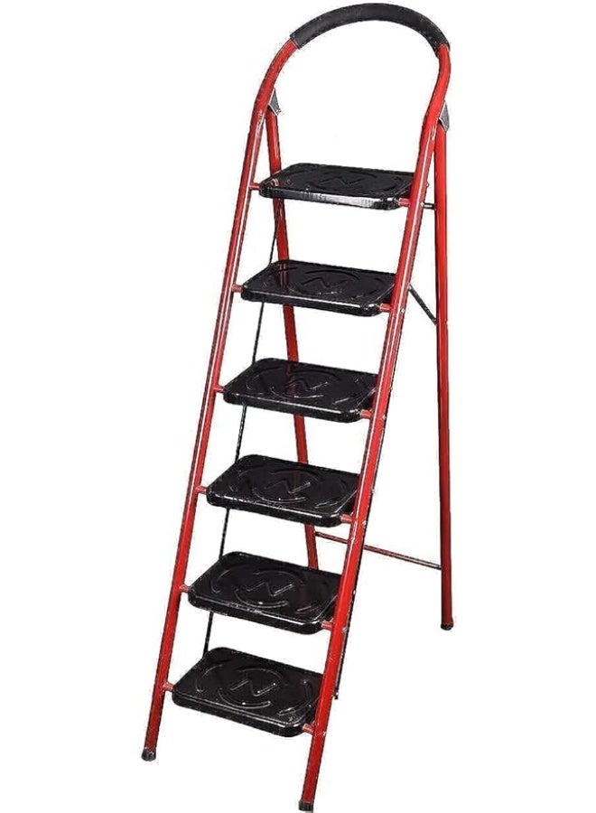 6-Step Metal Ladder – Foldable Indoor/Outdoor Safety Step Ladder with Anti-Slip Design