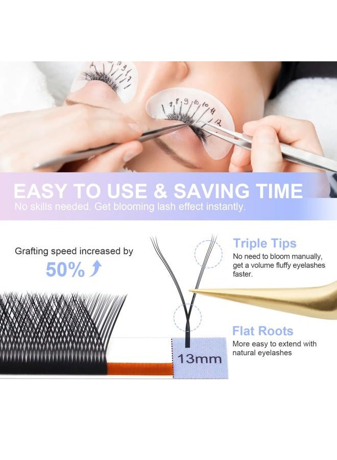 NAGARAKU YY Eyelash Extensions Supplies 4D Y Lash Premade Fans Russian Volume Cross Handwoven Y Shaped Mesh Technology Wispy Crisscross Cluster Matte Black 12 Rows(0.07 C Curl 13mm） - Image 3