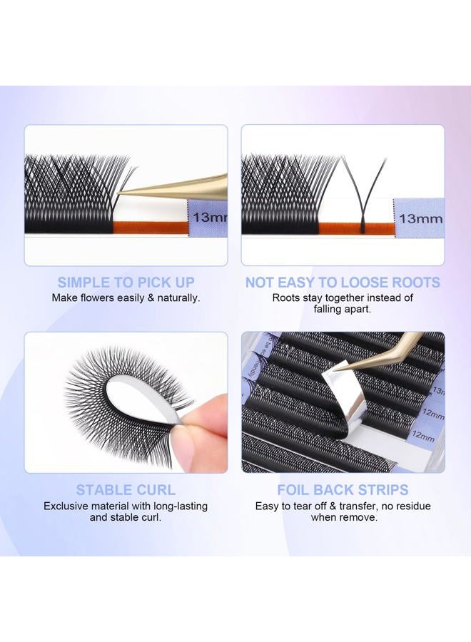 NAGARAKU YY Eyelash Extensions Supplies 4D Y Lash Premade Fans Russian Volume Cross Handwoven Y Shaped Mesh Technology Wispy Crisscross Cluster Matte Black 12 Rows(0.07 C Curl 13mm） - Image 4