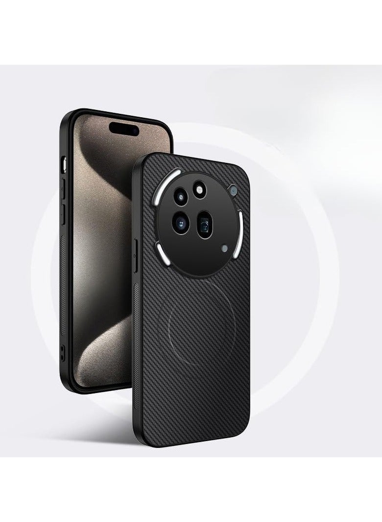 general Compatible Nothing Phone 3A Pro (2025) Case Fibre Texture Magnetic Wireless Charging Leather Case For Nothing Phone 3A Pro - Image 1