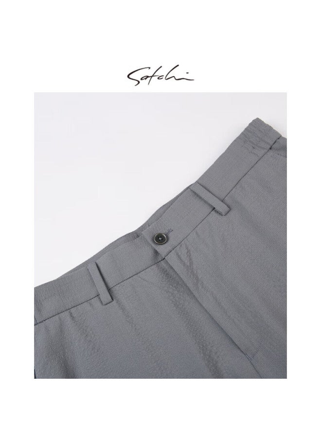 Satchi Shachi Easy-care Business Light Luxury Wool Men's Suit Pants, Wrinkle-resistant Straight-leg Trousers, Thin Spring And Summer Style, Medium Gray, Size 48 - Image 2