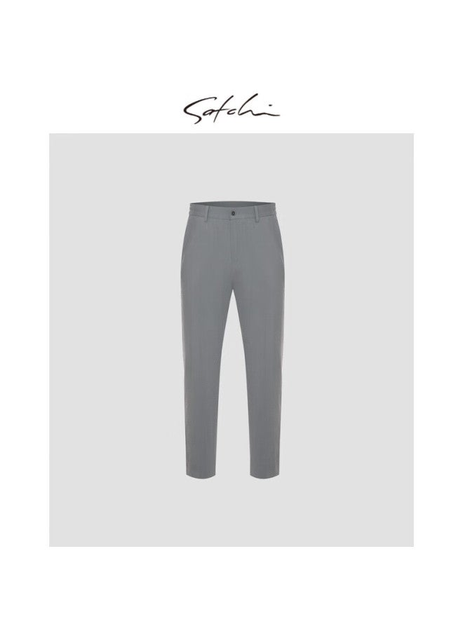 Satchi Shachi Easy-care Business Light Luxury Wool Men's Suit Pants, Wrinkle-resistant Straight-leg Trousers, Thin Spring And Summer Style, Medium Gray, Size 48 - Image 1