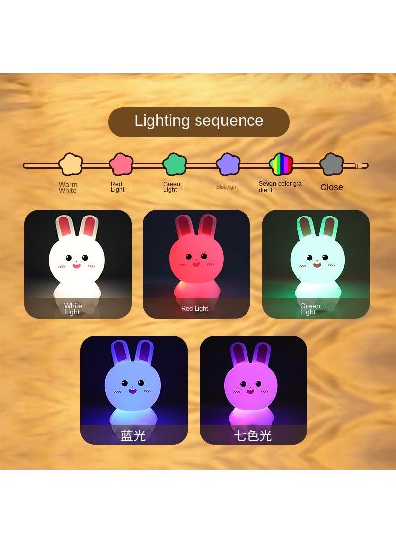 Y&D USB Little Rabbit Silicone Night Light Bedroom Baby's Sleeping Bedside Light  - Image 5