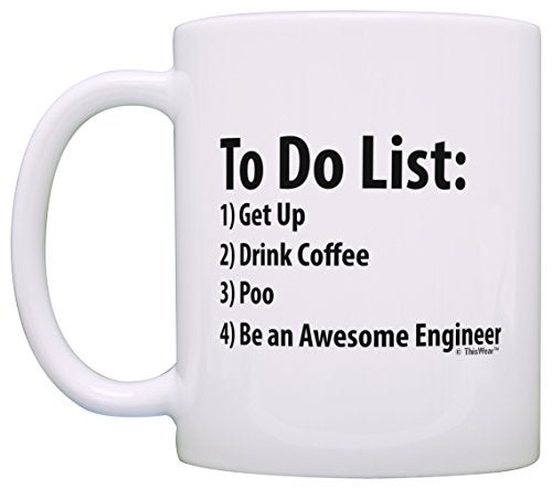 ThisWear Engineer To Do List Mug Funny Be Awesome List Engineer Gift Coffee Mug Tea Cup White - Image 3
