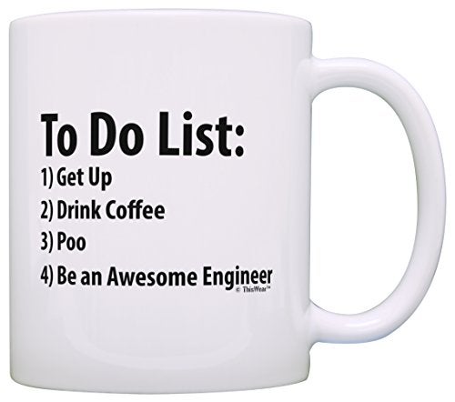 ThisWear Engineer To Do List Mug Funny Be Awesome List Engineer Gift Coffee Mug Tea Cup White - Image 1