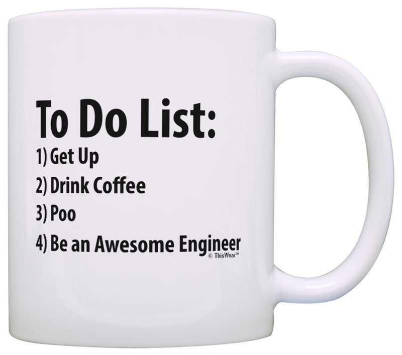 ThisWear Engineer To Do List Mug Funny Be Awesome List Engineer Gift Coffee Mug Tea Cup White - Image 2