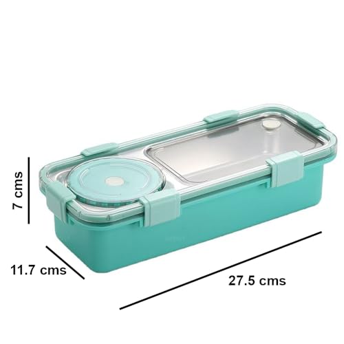 peplyf Meal Buddy Lunchbox | Stainless Steel | Solid Snacks & Meals | 2 Grid with 150ml Container (Pink) - Image 2