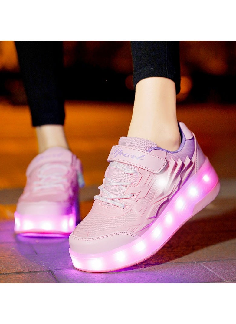 Joshberg - LED Flash Light Sneaker Skate Shoes with Wheels USB Charging Roller Skates Shoes - Image 1
