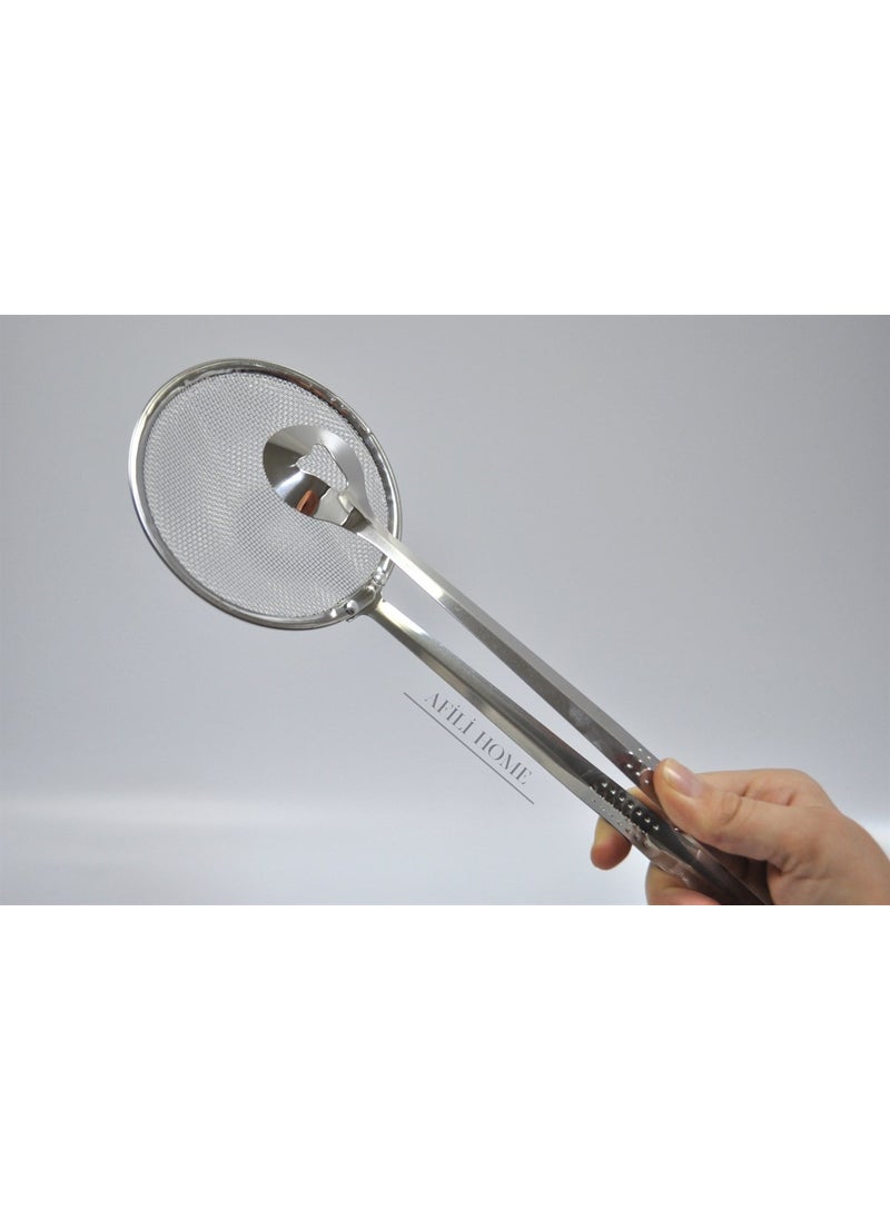 Afili Home - Stainless Frying and Boiling Tongs with Strainer - Tongs Colander - Image 1