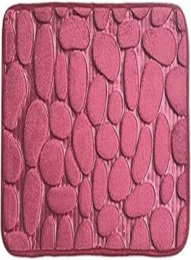 Memory Foam Non-Slip Soft Water Absorbing Bath Mat (Wine Red, 30 X 60cm) 