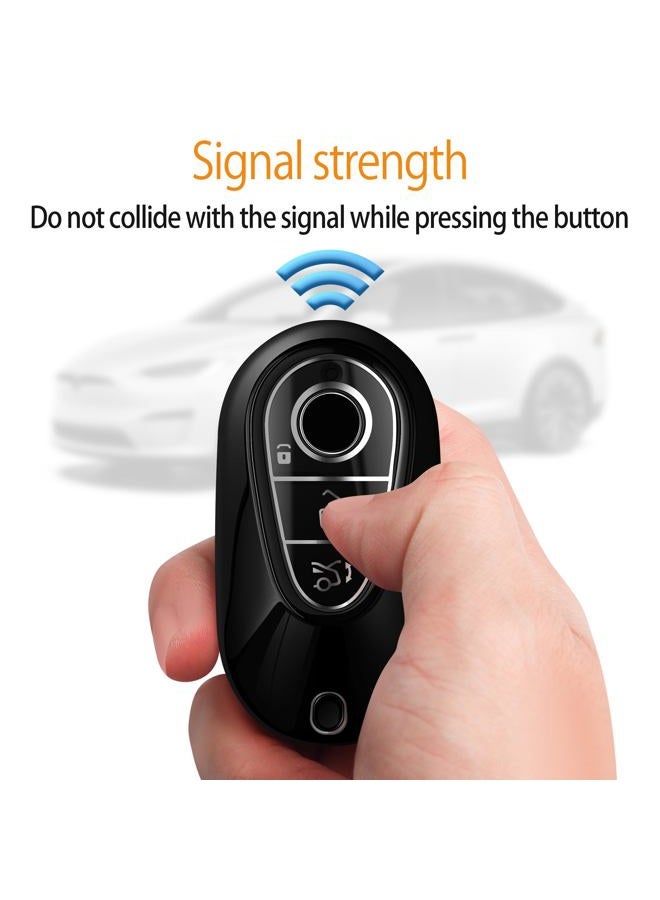Sindeda for Mercedes Benz Key Fob Cover with Keychain Soft Full Protection Key Shell Key Case Compatible with Mercedes Benz 2020-2022 Mercedes Benz S-Class G-Class E-Class (Black) - Image 5