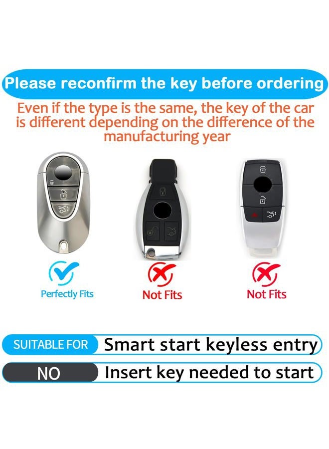 Sindeda for Mercedes Benz Key Fob Cover with Keychain Soft Full Protection Key Shell Key Case Compatible with Mercedes Benz 2020-2022 Mercedes Benz S-Class G-Class E-Class (Black) - Image 2