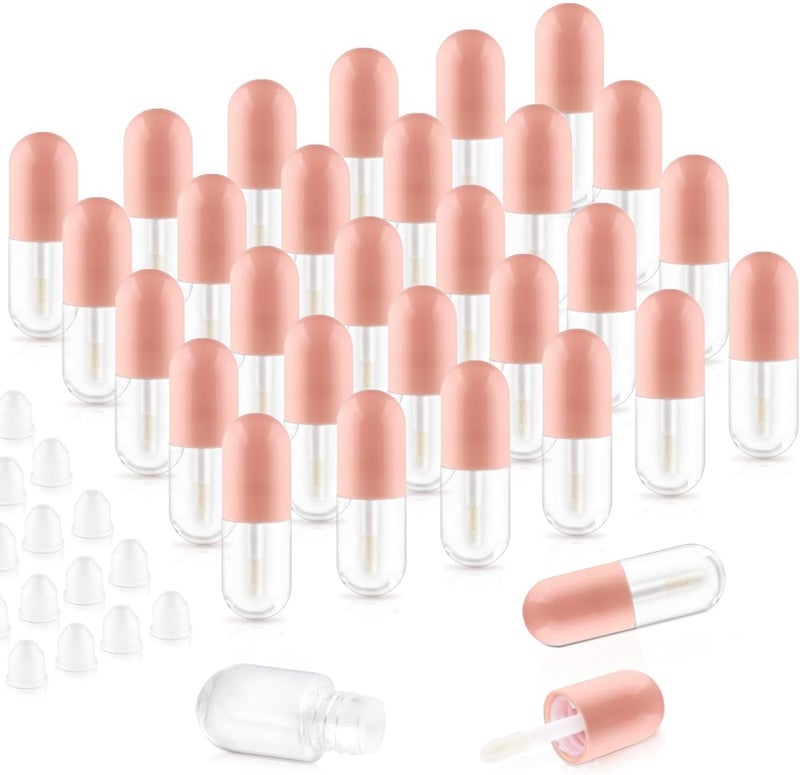 KASTWAVE 5ml Lip Gloss Containers, Refillable Plastic Tubes for DIY Cosmetics, Mini Round Bottles for Lip Balm, Travel-Friendly, Pink, 30Pcs - Image 1