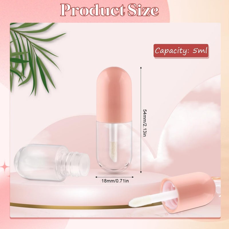 KASTWAVE 5ml Lip Gloss Containers, Refillable Plastic Tubes for DIY Cosmetics, Mini Round Bottles for Lip Balm, Travel-Friendly, Pink, 30Pcs - Image 3