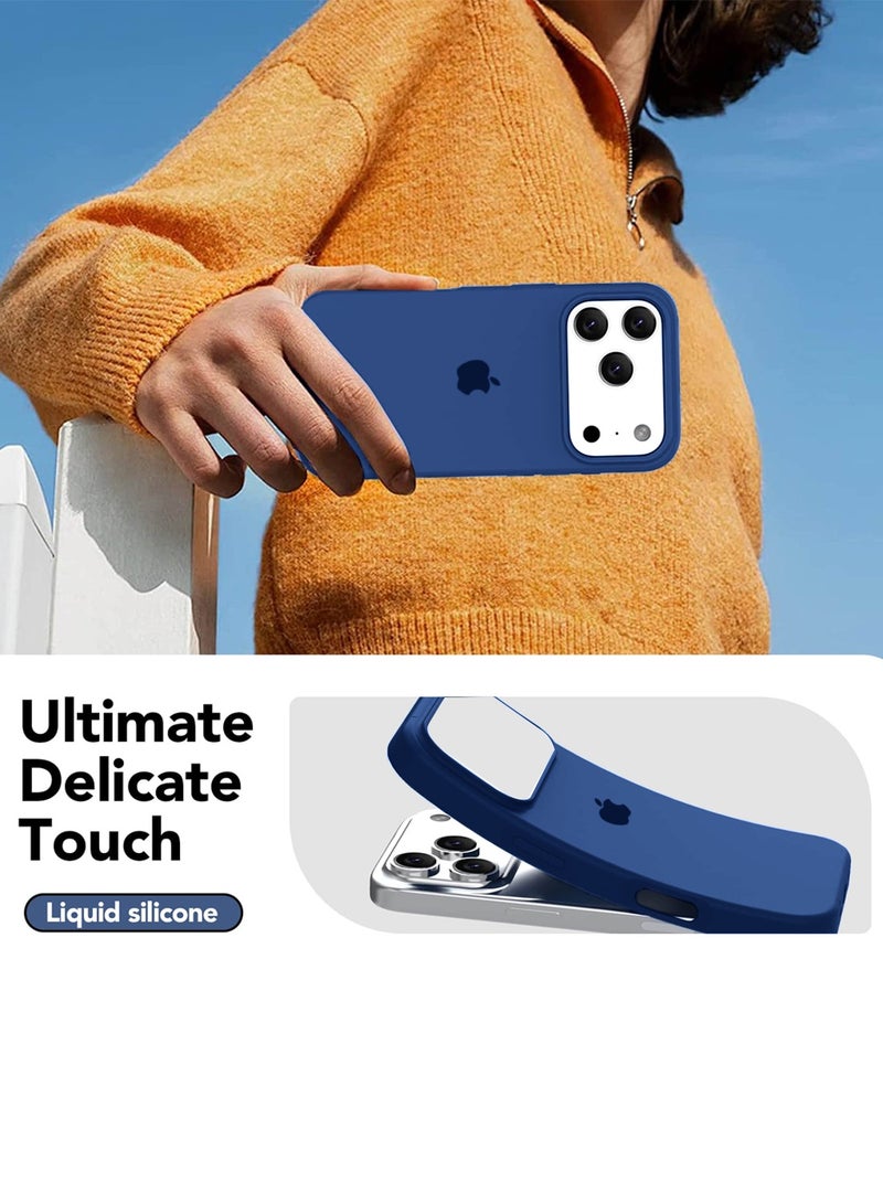 Wtech Apple iPhone 17 Pro Max 5G 2025 Luxury Premium Quality Liquid Silicone Case Cover (MCRPSN) - Steal Blue - Image 2