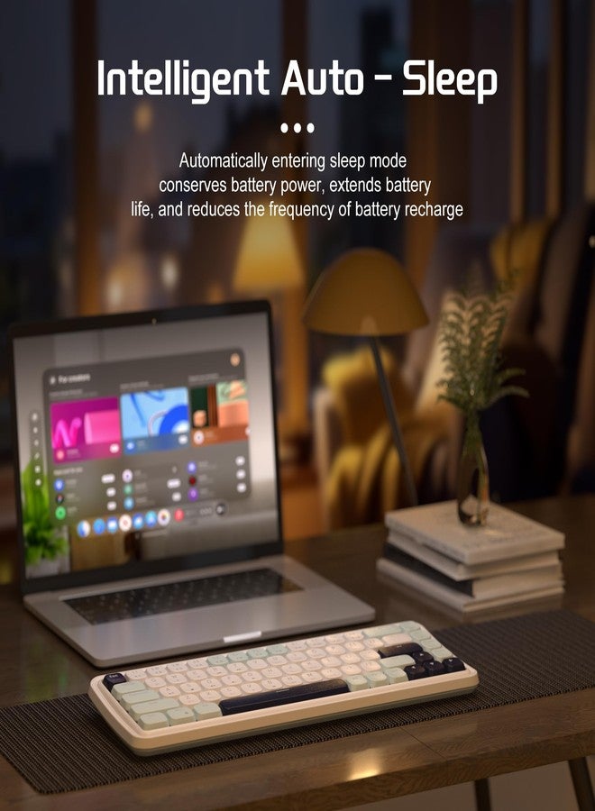 MageGee 60% Slim Wireless Creamy Mechanical Keyboard,Moon68 RGB Backlit Gaming Keyboard,Quiet 2.4G/BT5.0/USB-C Blue Tooth 68Keys with Short Red Switches for PC MAC Xbox(Sky Blue) - Image 3