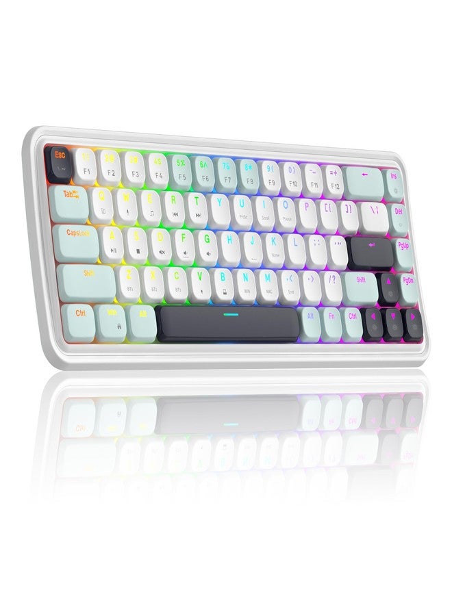 MageGee 60% Slim Wireless Creamy Mechanical Keyboard,Moon68 RGB Backlit Gaming Keyboard,Quiet 2.4G/BT5.0/USB-C Blue Tooth 68Keys with Short Red Switches for PC MAC Xbox(Sky Blue) - Image 1