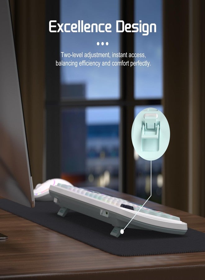 MageGee 60% Slim Wireless Creamy Mechanical Keyboard,Moon68 RGB Backlit Gaming Keyboard,Quiet 2.4G/BT5.0/USB-C Blue Tooth 68Keys with Short Red Switches for PC MAC Xbox(Sky Blue) - Image 2