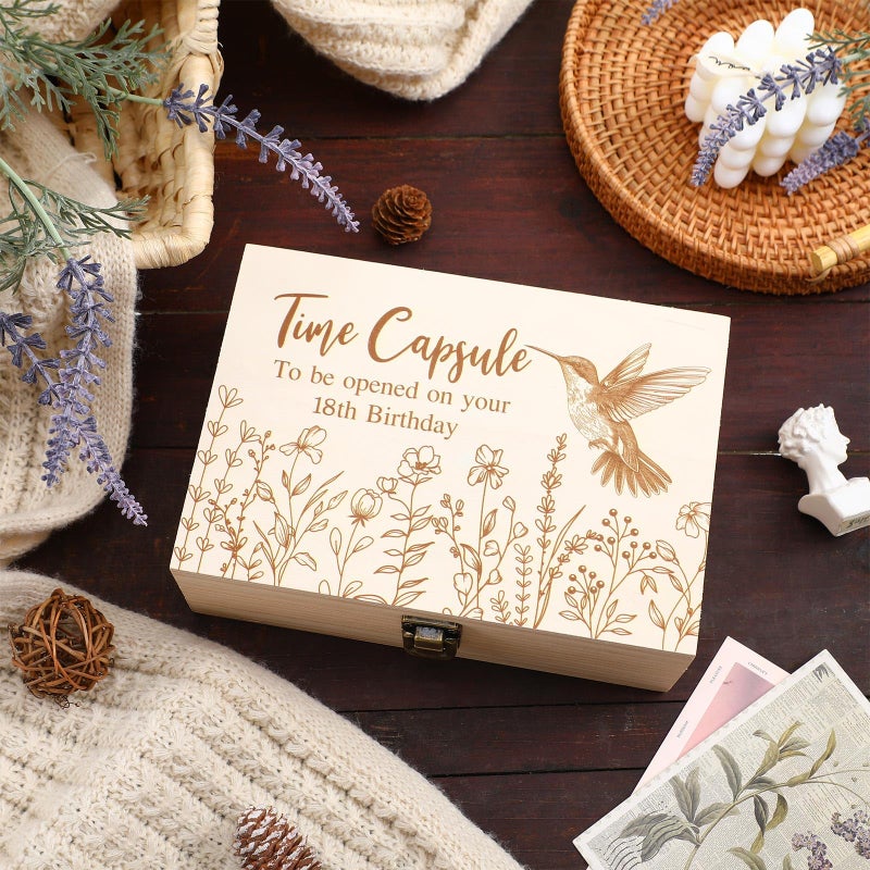 Vercraft Time Capsule Box 1st Birthday Gift 85 x 6 x 3 Inch Time Capsule Keepsake Container Wildflower 1st Birthday Baby Shower Box Open on Your 18th Memories Newborn Gift for Kids