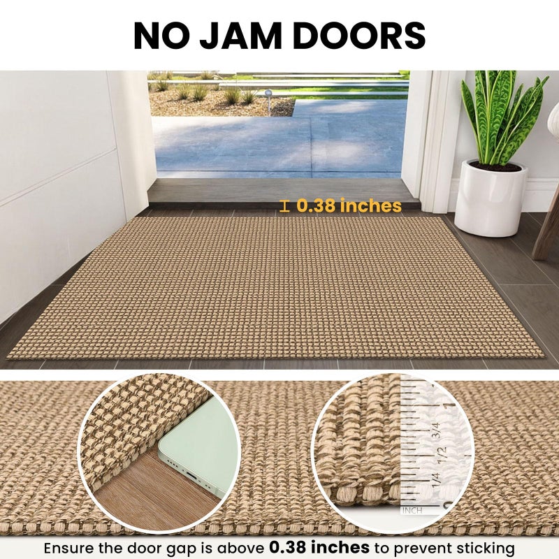 IOHOUZE Small Area Rug 2x3 Washable Woven Rugs for Entryway Non Slip Rubber Backed Kitchen Rugs Indoor Outdoor Doormat Throw Rug Floor Carpet for Entrance Front Door, Orange/Tan/Brown - Image 3