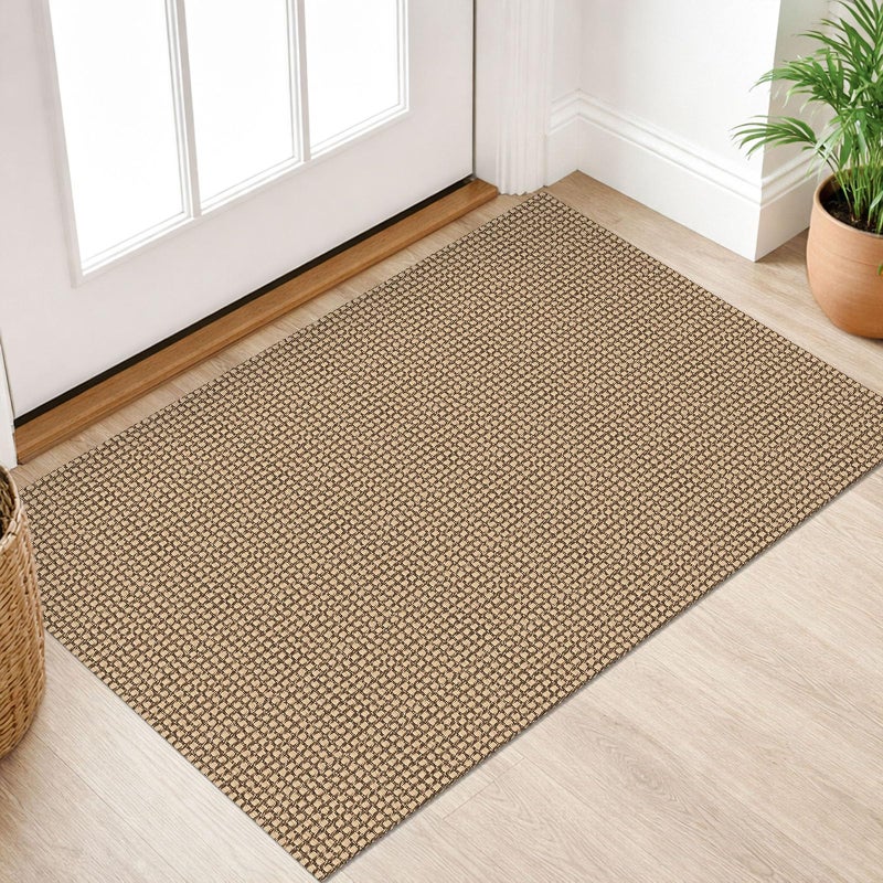 IOHOUZE Small Area Rug 2x3 Washable Woven Rugs for Entryway Non Slip Rubber Backed Kitchen Rugs Indoor Outdoor Doormat Throw Rug Floor Carpet for Entrance Front Door, Orange/Tan/Brown - Image 1