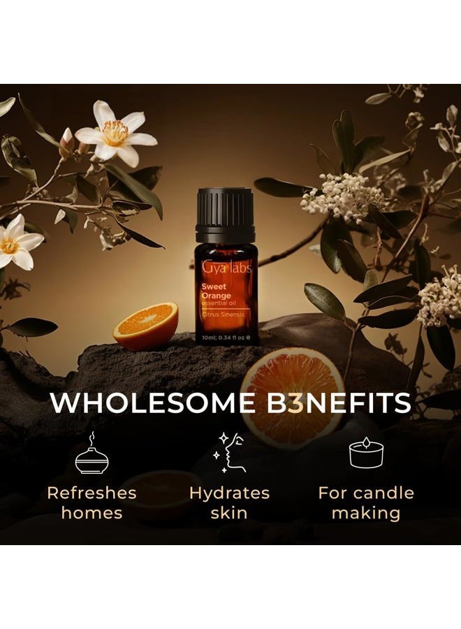 gya labs Orange Essential Oil for Diffuser & Skin - 0.34 Fl Oz - 100% Pure Natural Sweet Orange Oil for Massage, Face, Cleaning & Candle Making Scent - Image 5