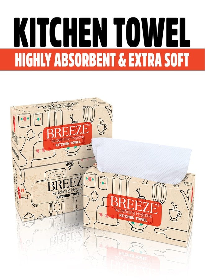 BREEZE BRE035 Kitchen Towel Extra Multipurpose Use Tissue Paper Made of Natural Fibers Soft & Highly Absorbent (Pack of 2, White, Rectangular box) - Image 3