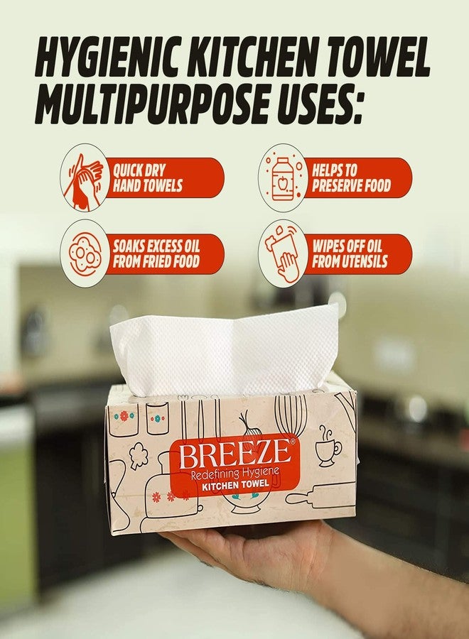 BREEZE BRE035 Kitchen Towel Extra Multipurpose Use Tissue Paper Made of Natural Fibers Soft & Highly Absorbent (Pack of 2, White, Rectangular box) - Image 5