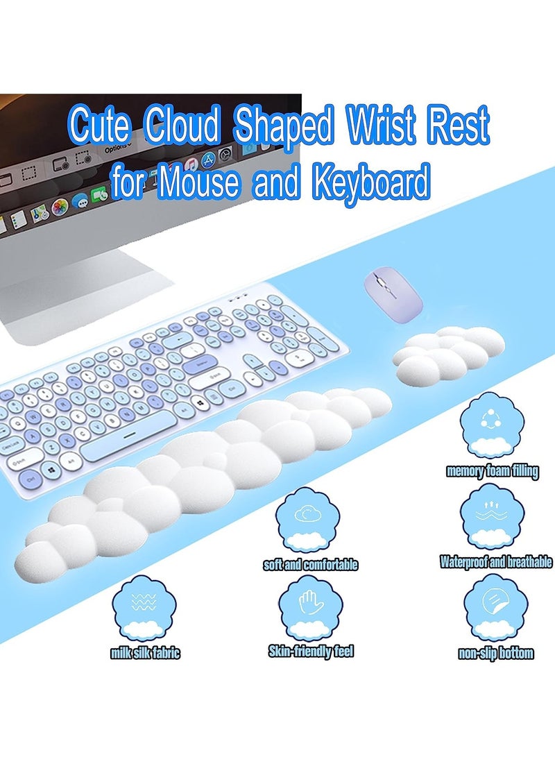 Keyboard Cloud Wrist Rest Mouse Pad Sets PU Memory Foam Non-Slip Soft and Elastic can Relieve Typing Pain Ergonomic Support for Desktop Office Gamer Computer Carpet Wrist Support Accessories (White) - Image 5