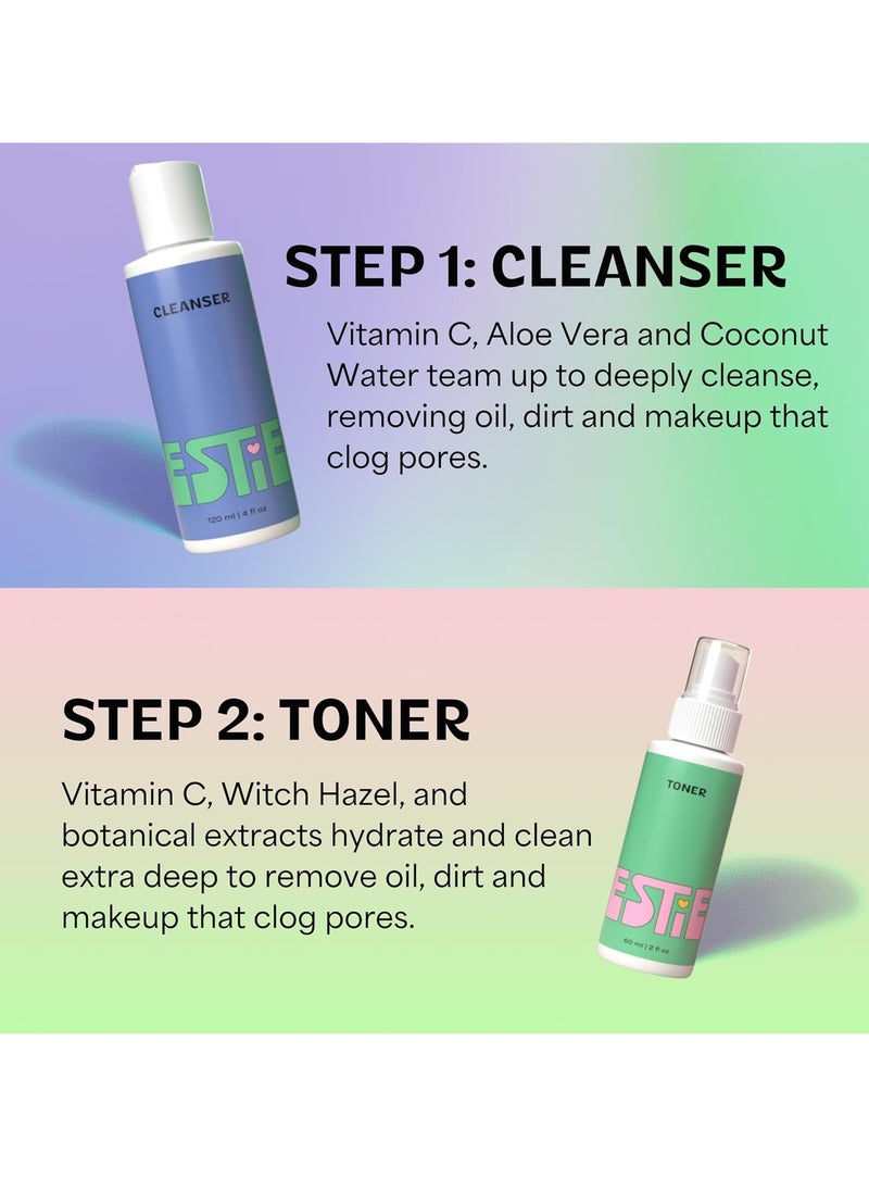 Instanatural InstaNatural Besties BFF Four Step Teen Skincare Kit, Vitamin C Face Wash, Spray Toner, Serum & Gel Moisturizer, Brightening, Hydrating, Great for Teens & Adults, Citrus Scent  - Image 2