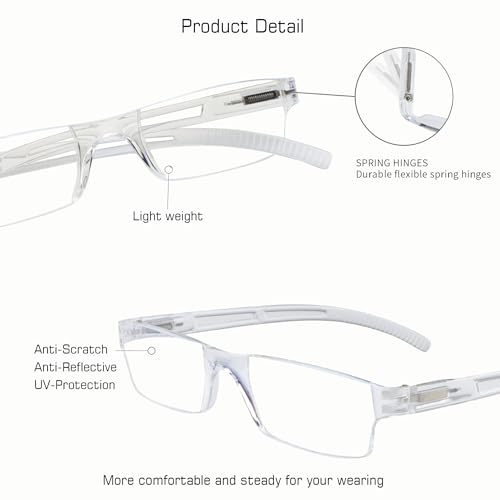 VisionGlobal 8 Pairs Reading Glasses, Blue Light Blocking Glasses, Computer Reading Glasses for Women and Men, Fashion Square Eyewear Frame (4clear+4purple,+1.50 Magnification) - Image 2