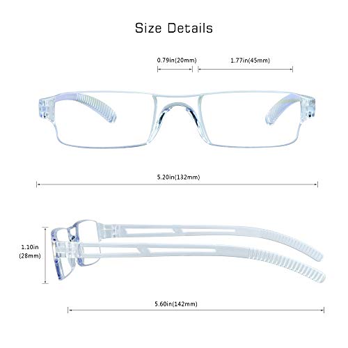 VisionGlobal 8 Pairs Reading Glasses, Blue Light Blocking Glasses, Computer Reading Glasses for Women and Men, Fashion Square Eyewear Frame (4clear+4purple,+1.50 Magnification) - Image 3