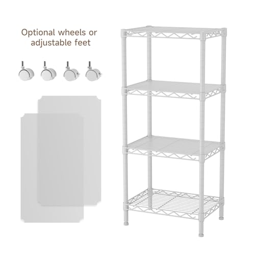 Golpart 4 Tier Adjustable Storage Shelves Metal Utility Shelf Wire Shelving Unit Organizer Rack for Home Kitchen Office Bathroom Pantry Room 12" D x 18" W x 44" H - Image 3