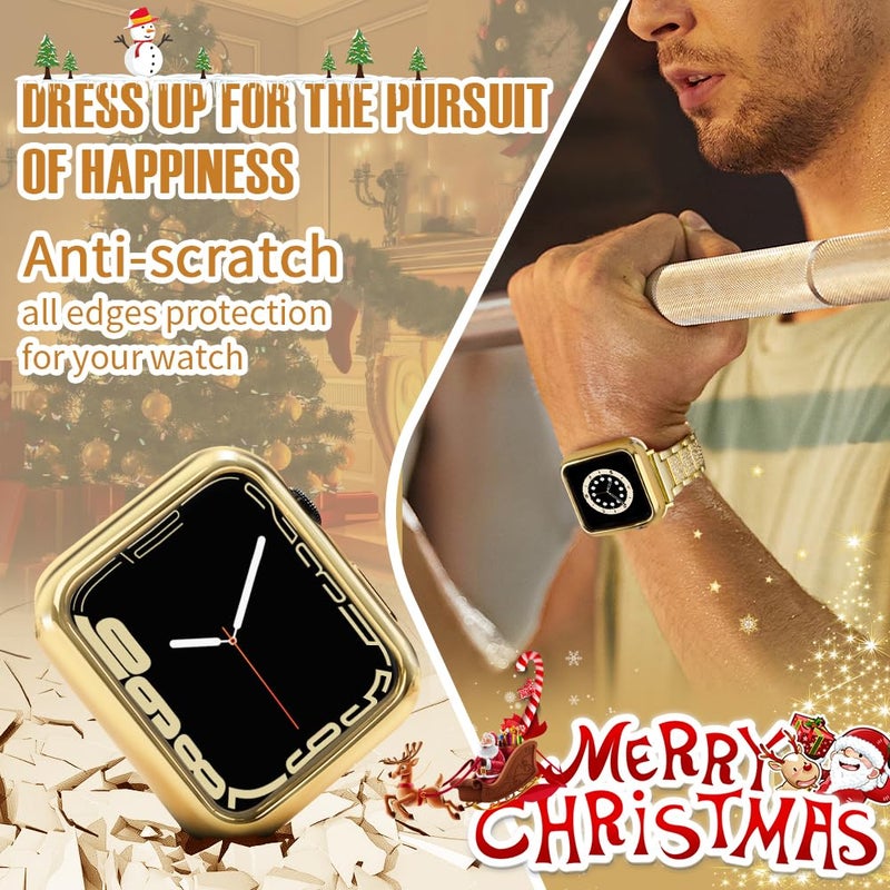 top4cus 40mm Case Soft Flexible Lightweight Anti-Scratch Overall Protective 40mm Iwatch Waterproof Cover Case Shiny Workout Shockproof Bumper Compatible with Apple Watch Series 6/SE/5/4 - Gold - Image 4