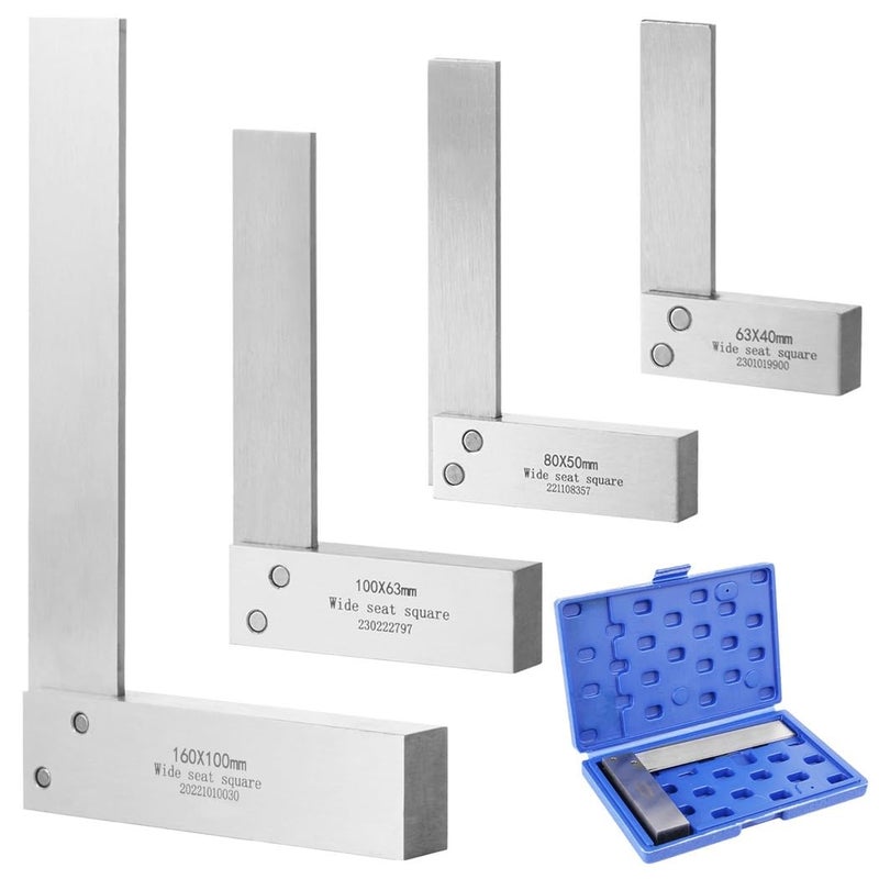 4 قطع مجموعة مربع ميكانيكي عالي الدقة 2 3 4 6 بوصة لأعمال النجارة والمعادن - Image 1