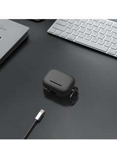 Generic Silicone Case Compatible with Anker Soundcore K20i Wireless Earbuds, Earphone Case Cover with Keychain Hook, Accessible Charging Port (Black)  - Image 3