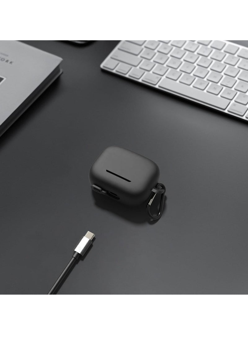Generic - Silicone Case Compatible with Anker Soundcore K20i Wireless Earbuds, Earphone Case Cover with Keychain Hook, Accessible Charging Port (Black) - Image 1