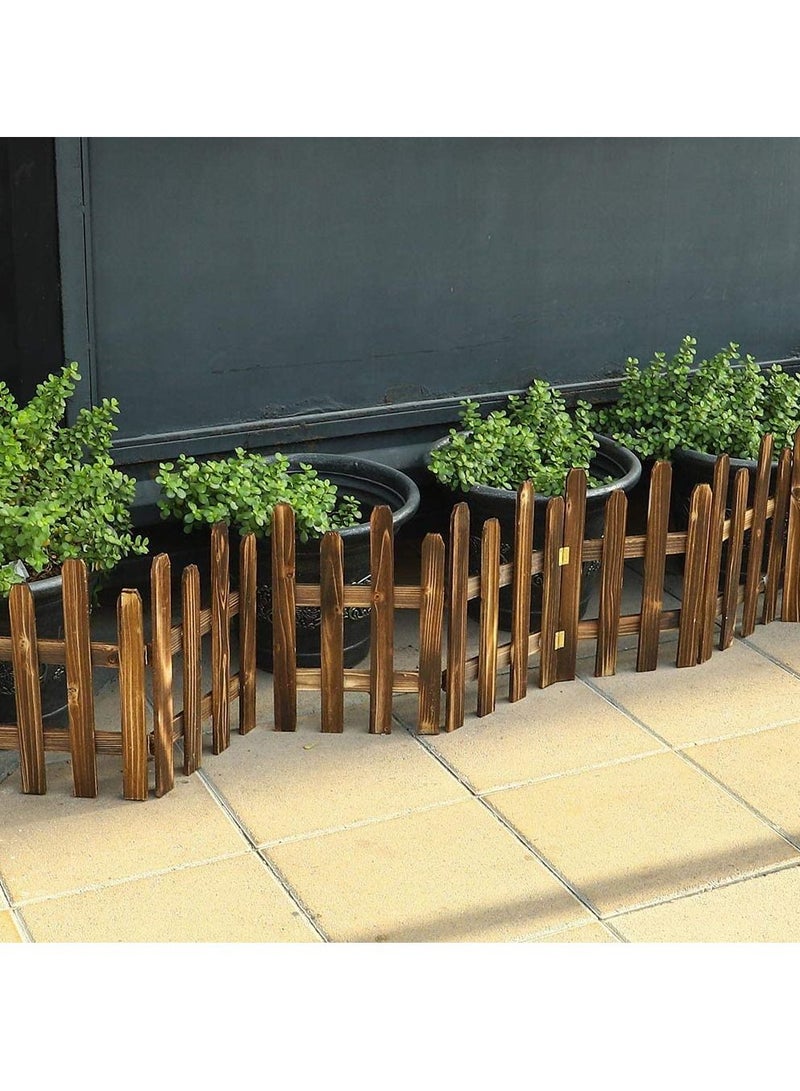 LINGWEI Wooden Garden Fence Wooden Picket Fence Garden Landscape Edging Border Garden Decorative Fence Wooden Solid Fence Wooden Interlocking Panels Animal Barrier - Image 2