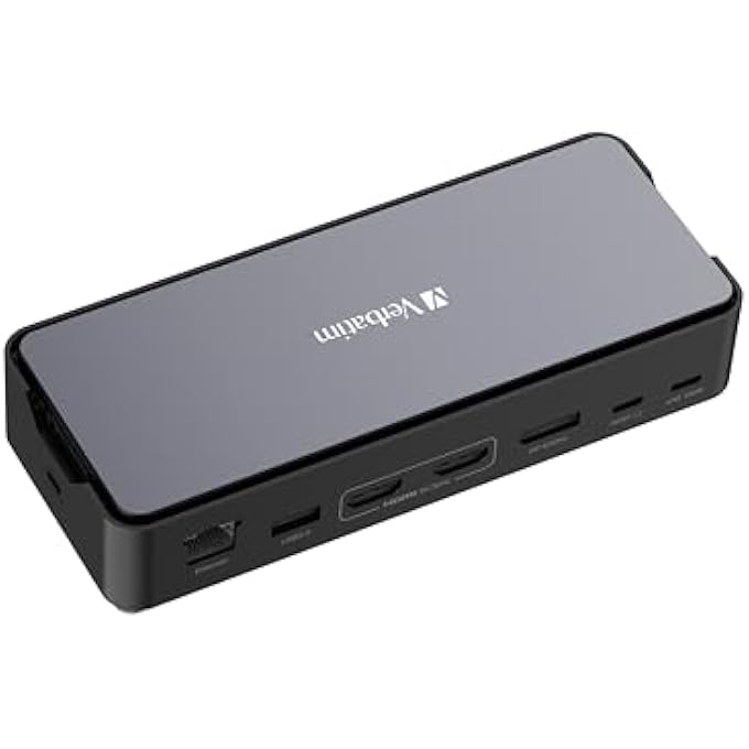 VERBATIM USB C PRO DOCKING STATION 15-IN-1 WITH SSD ENCLOSURE,USB-C TO HDMI, DISPLAYPORT,RJ45, USBA-A,USB-C PD, AUDIO JACK, SD,MICRO SD CARD READER FOR MAC,WINDOWS COMPUTER,LAPTOP - Image 2