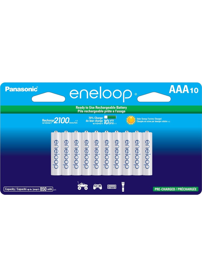 eneloop Eneloop Panasonic BK4MCCA10FA AAA 2100 Cycle NiMH PreCharged Rechargeable Batteries 10Battery Pack  - Image 1