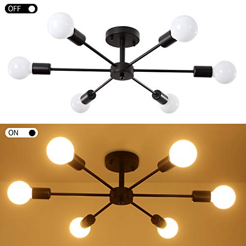 ELEPHANTBOAT® Modern Metal Chandelier Light Fixture, 6-Light Modern Flush Mount Ceiling Light for Living Room, Iron Cast Ceiling Light for Bedroom, Dining Room, Office, E27 Light Bubble Not Included - Image 5