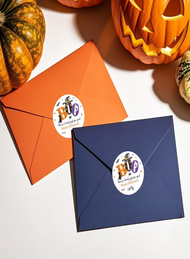 jijAcraft 60Pcs Happy Halloween Stickers - 2Inch Round Boo Trick or Treat Name Labels, Here a Treat Just for You Halloween Stickers for Envelope, Candy Bags, Party Favors - Image 5