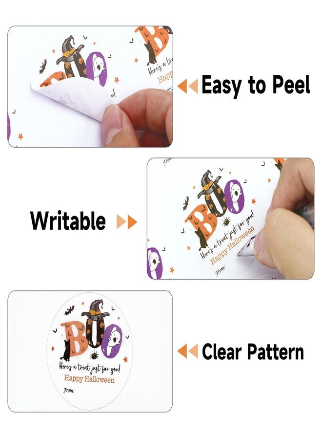 jijAcraft 60Pcs Happy Halloween Stickers - 2Inch Round Boo Trick or Treat Name Labels, Here a Treat Just for You Halloween Stickers for Envelope, Candy Bags, Party Favors - Image 3