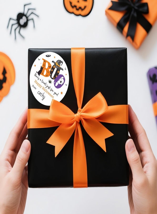 jijAcraft 60Pcs Happy Halloween Stickers - 2Inch Round Boo Trick or Treat Name Labels, Here a Treat Just for You Halloween Stickers for Envelope, Candy Bags, Party Favors - Image 4