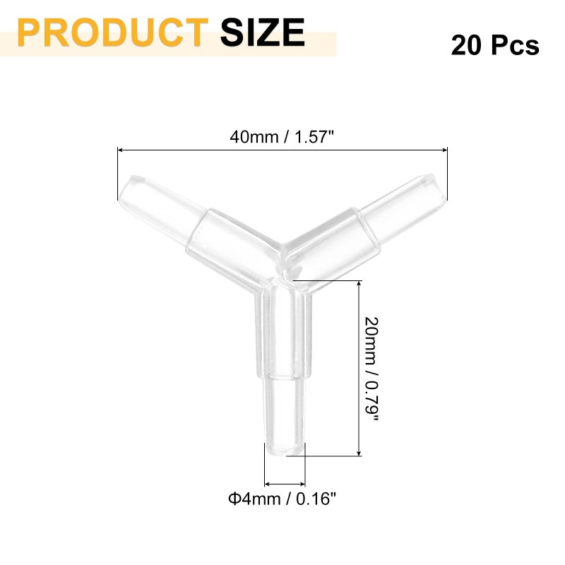 3 Way Plastic Inline Air Valve Connector Non Return Valves For 4x6mm ID Airline Tubing Clear 20Pcs - Image 3