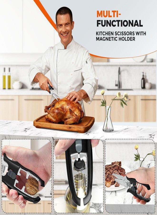 PGYARD Multifunctional Kitchen Scissors - Kitchen Shears with Magnetic Holder & Safety Lock, Heavy Duty Poultry Shears, Stainless Steel for Chicken Meat Cutting Turkey, Vegetables - Image 5