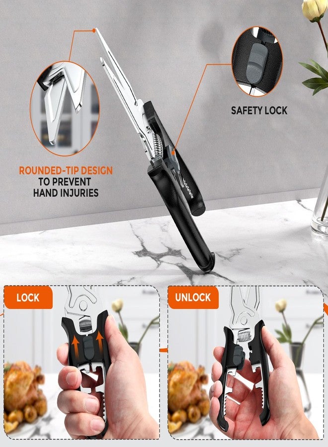 PGYARD Multifunctional Kitchen Scissors - Kitchen Shears with Magnetic Holder & Safety Lock, Heavy Duty Poultry Shears, Stainless Steel for Chicken Meat Cutting Turkey, Vegetables - Image 3