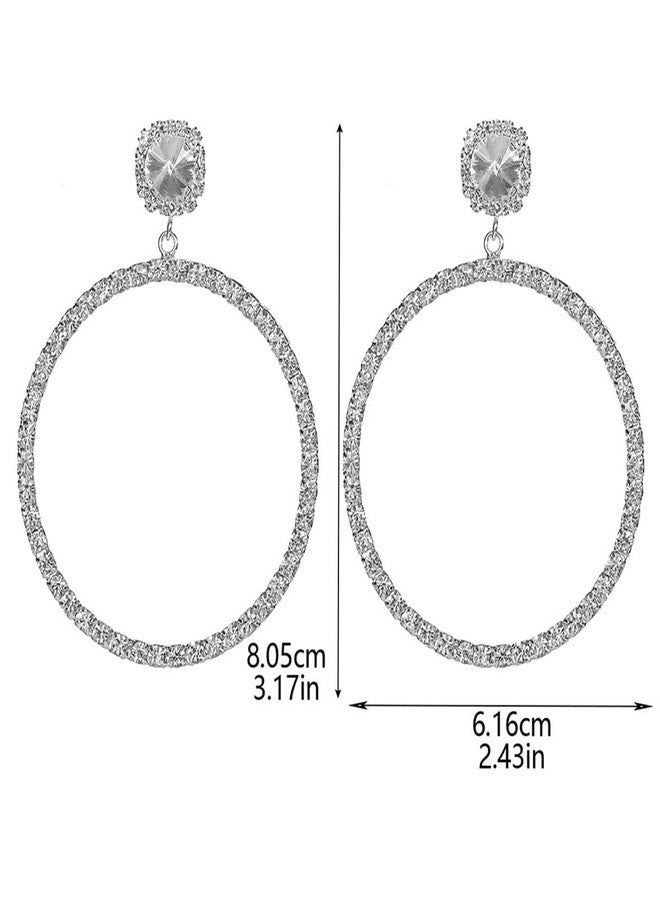 سيثر أقراط حلقية مرصعة بأحجار الراين للنساء، أقراط دائرية كبيرة، مجوهرات أنيقة للهالوين وحفلات التخرج وهدايا الكريسماس - Image 4