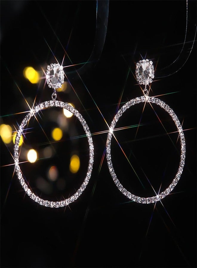 سيثر أقراط حلقية مرصعة بأحجار الراين للنساء، أقراط دائرية كبيرة، مجوهرات أنيقة للهالوين وحفلات التخرج وهدايا الكريسماس - Image 3